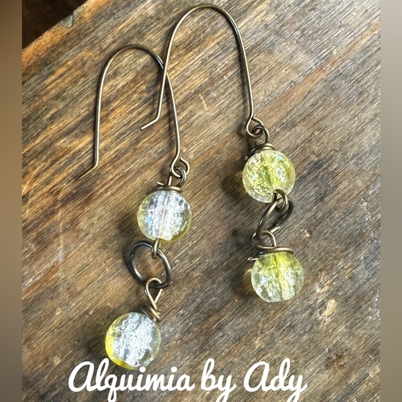 Alquimia antique Gold and Yellow Earrings lemon quartz - Picture 1 of 1